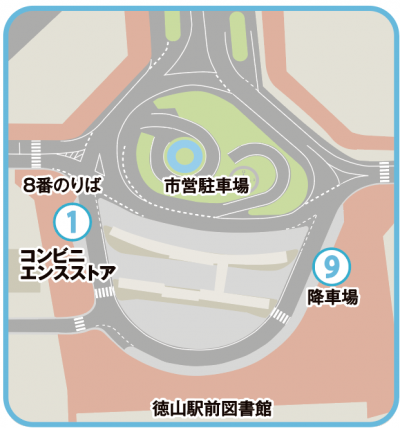 「ちょい乗り100円バス」徳山駅前拡大図