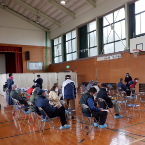 大津島地区で行われた3回目接種の様子
