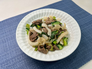 新たまねぎと牛肉のバター炒め