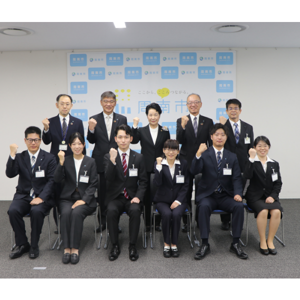 新規採用職員と市長