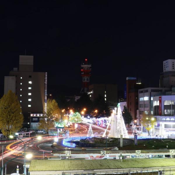 冬のツリーまつりの夜景が写っています。